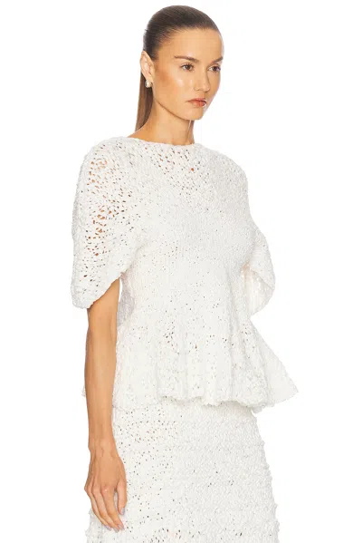 Khaite Mathilde Peplum Batwing Cotton Top In Glaze