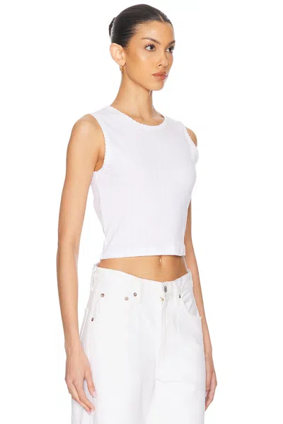 Leset Pointelle Sleeveless Crew Top In White