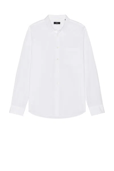 Theory Irving Linen Button Down Shirt In White