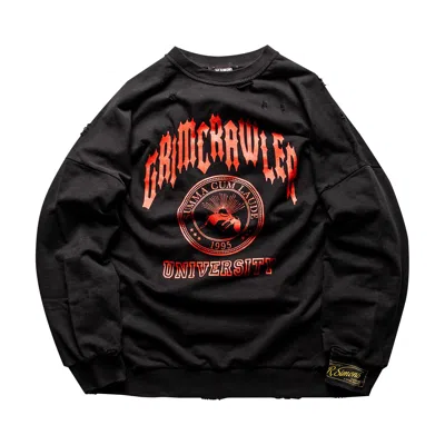Pre-owned Raf Simons Grimcrawler Destroyed Crewneck 'black'