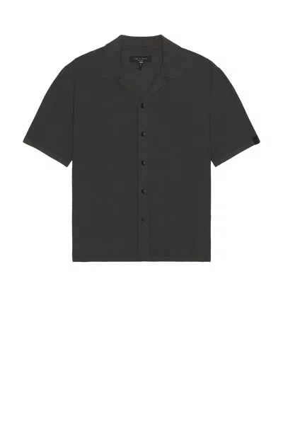 Rag & Bone Zig-zag Avery Short Sleeve Shirt In Dark Grey