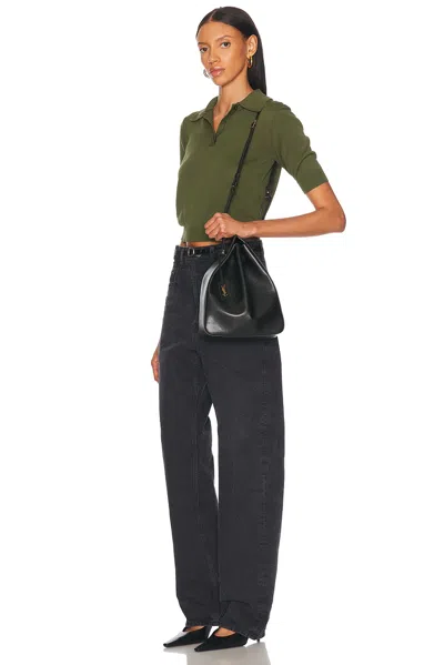 Saint Laurent Large Bucket Bag In Dark Vert Fonce