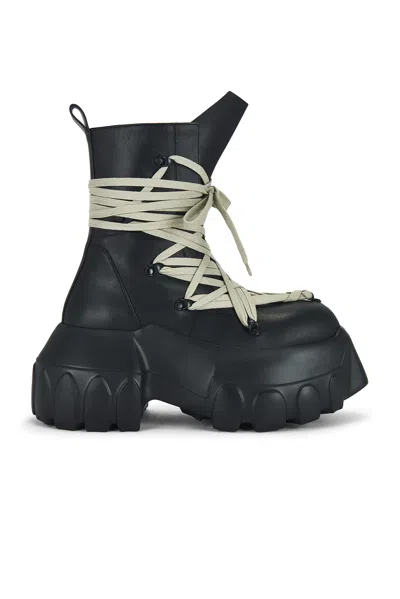 Rick Owens Black Hollywood Megalace Mega Tractor Boots In 09 Black