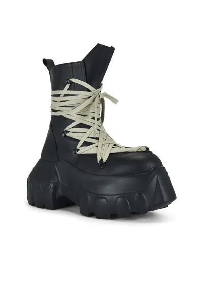Rick Owens Black Hollywood Megalace Mega Tractor Boots In 09 Black