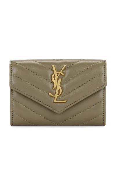 Saint Laurent Small Envelope Wallet In Strong Moss