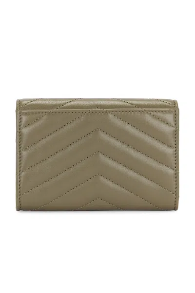 Saint Laurent Small Envelope Wallet In Strong Moss