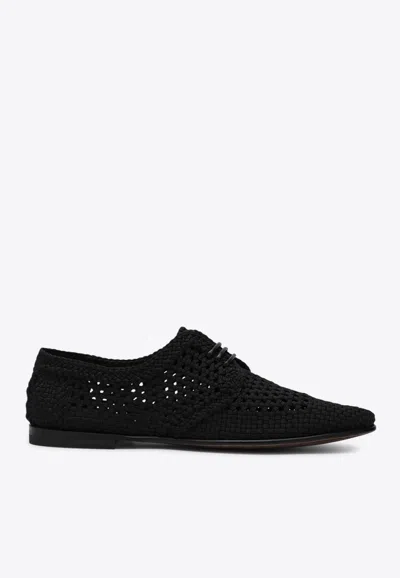 Dolce & Gabbana Black Woven Fabric Derby