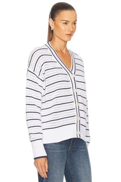 Varley Antonia Relaxed Cardigan In White Blue Nights