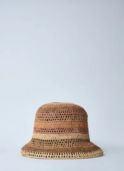 Chloé Sunset Embroidered Striped Raffia Hat In 2ya Multi Beige 1