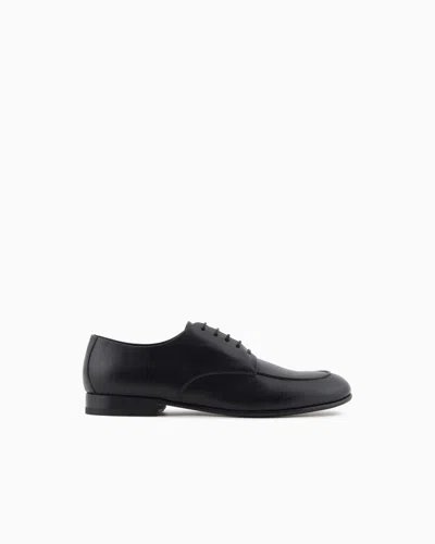 Giorgio Armani Almond Toe Lace-up Leather Shoes In Black