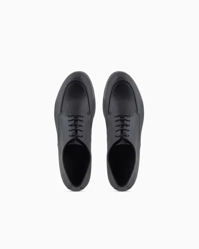 Giorgio Armani Almond Toe Lace-up Leather Shoes In Black