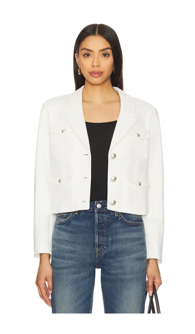 Central Park West Ponte Suiting Blazer In White
