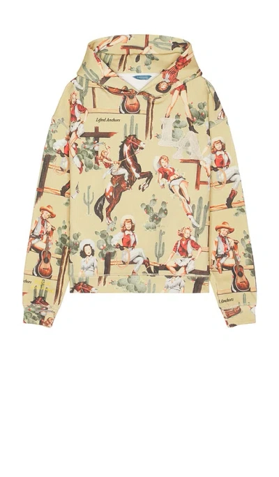 Lifted Anchors Jesse All Over Print Hoodie In Tan