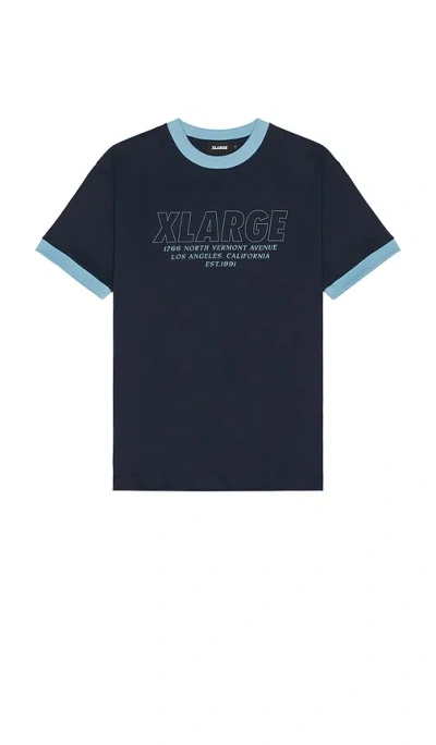 Xlarge Store Address Ringer Tee In Navy