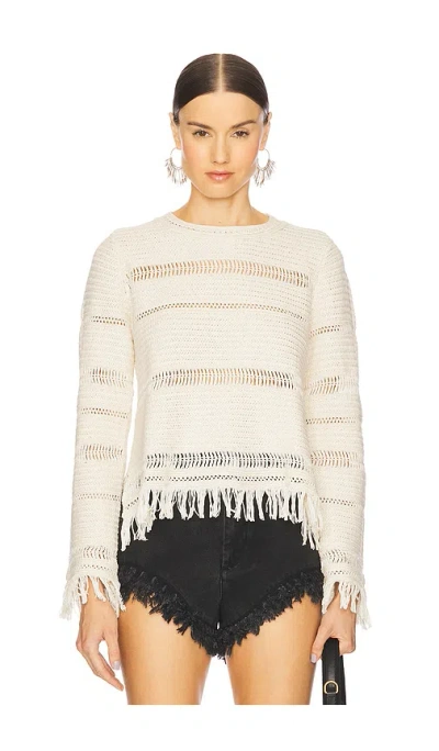 Isabel Marant Étoile Azilis Open Stitch Fringe Cotton Crewneck Sweater In Neutral