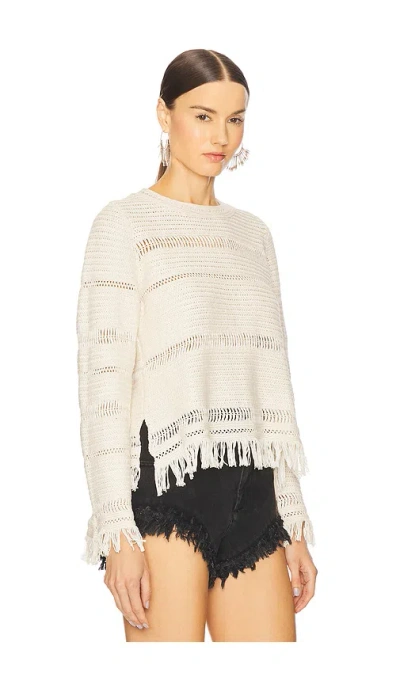 Isabel Marant Étoile Azilis Open Stitch Fringe Cotton Crewneck Sweater In Neutral