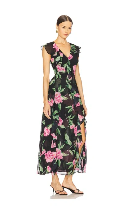 Misa Lilith Ruffled Maxi Dress In Pink Peony
