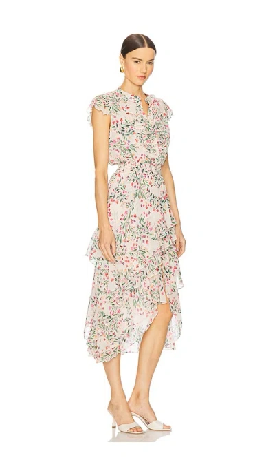 Misa Ilysa Asymmetric Chiffon Midi Dress In Spring Ditsy