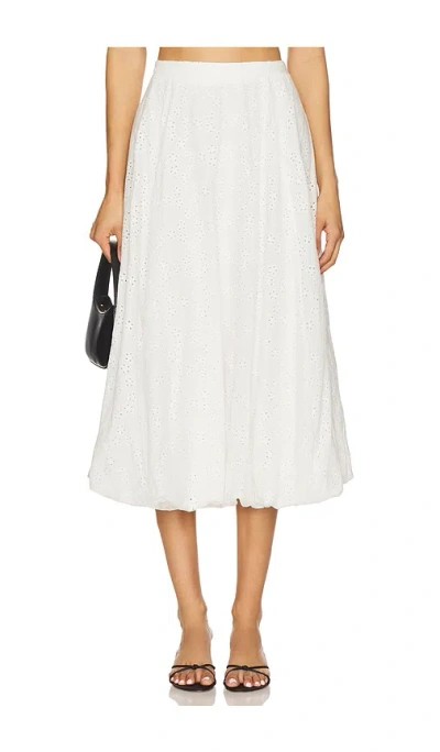 Astr The Label Kissel Embroidered Eyelet Bubble Hem Cotton Midi Skirt In White