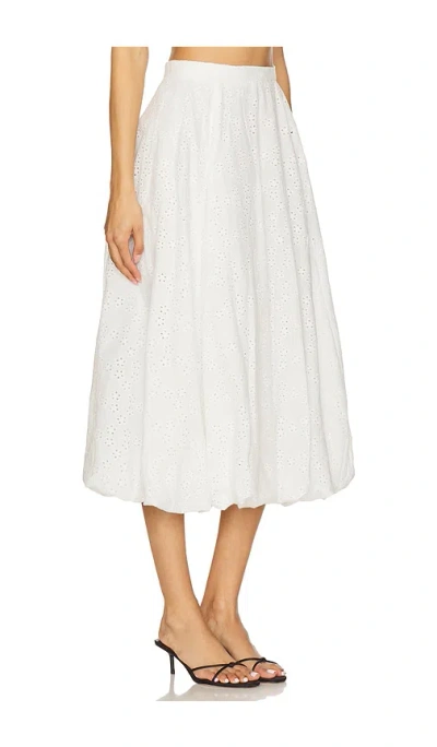 Astr The Label Kissel Embroidered Eyelet Bubble Hem Cotton Midi Skirt In White