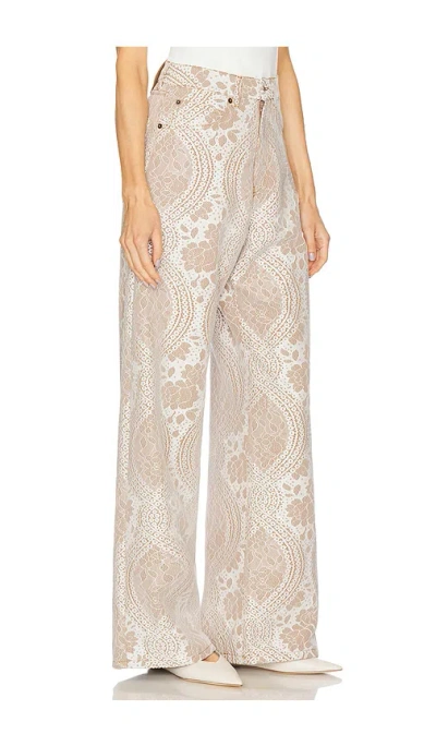 Giuseppe Di Morabito Lace Overlay High Waist Wide Leg Trousers In Camel