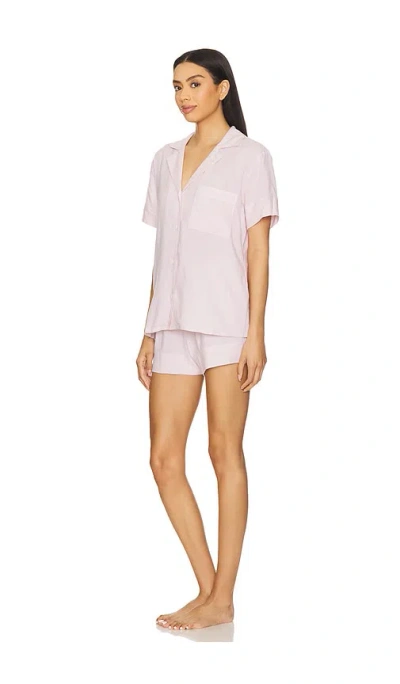 Eberjey Nautico Shortie Pj Set In Pale Mauve & White