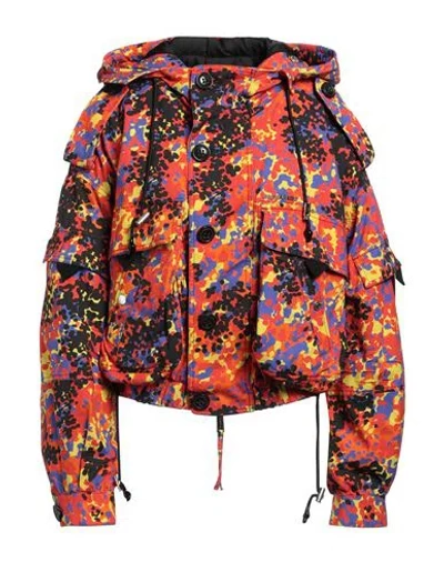Dsquared2 Abstract Print Hooded Jacket In Orange