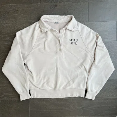 Pre-owned Miu Miu Heavy Button Up Polo Sweater In Brown