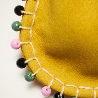 La Doublej Power Pouch With Crystals In Solid Yellow