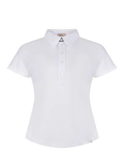 Herno Ever Cotton Interlock／new Popeline／monogram ポロシャツ In White
