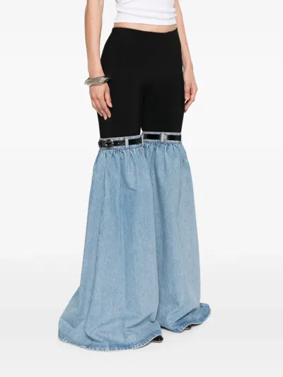 Coperni Hybrid Denim & Jersey Flared Pants In 黑色