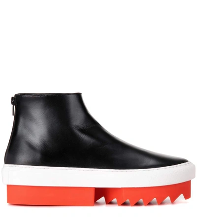 Shop Givenchy Platform Leather Sneakers In Llack