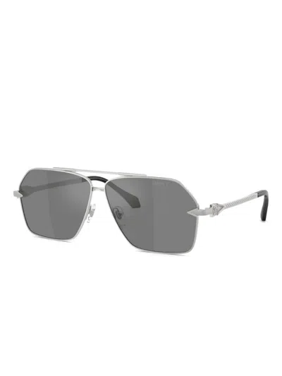 Versace Pilot-frame Sunglasses In 银色