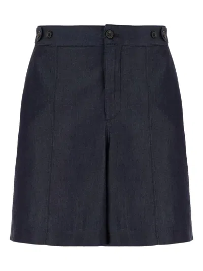 Alexander Mcqueen Tailored Shorts With Back Pockets And Belt Loops In 蓝色