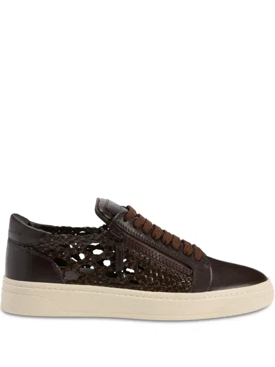 Giuseppe Zanotti Interwoven Sneakers In Brown