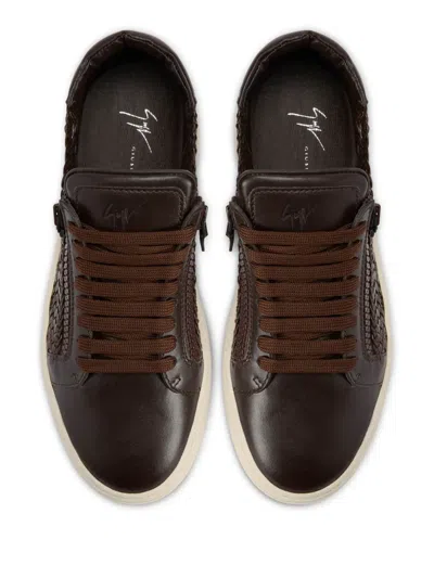 Giuseppe Zanotti Interwoven Sneakers In Brown