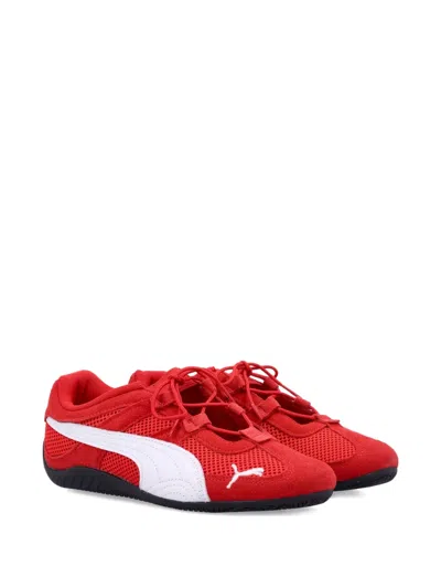 Puma 'speedcat' Red Sneakers With Logo Print On The Side And Logo Lettering On The Side In Leather Unisex In Red