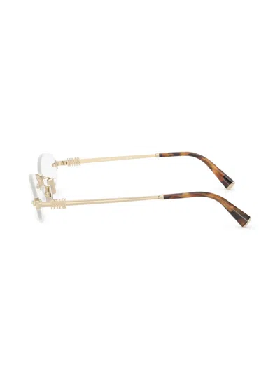Miu Miu Womens Mu 53wv Oval-frame Metal Optical Glasses Gold