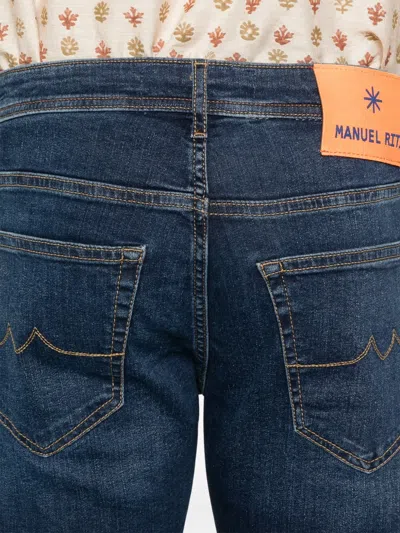 Manuel Ritz Jeans With Logo Application In Blue