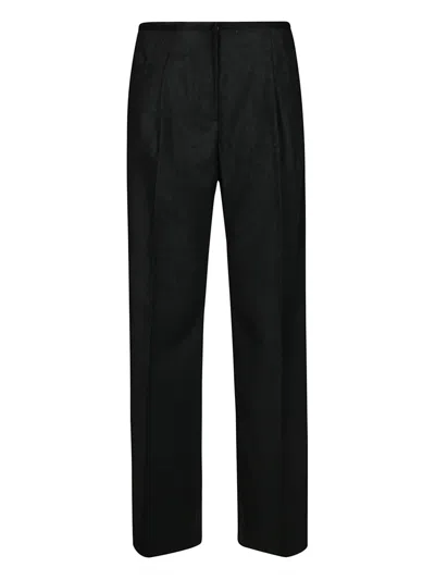 8pm High-waisted Straight-leg Pants With Herringbone Texture In Grey