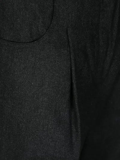 8pm High-waisted Straight-leg Pants With Herringbone Texture In Grey