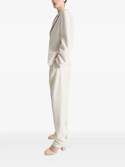 Lemaire Single-breasted Fitted Tailored Jacket In White