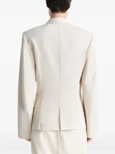 Lemaire Single-breasted Fitted Tailored Jacket In White