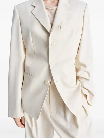 Lemaire Single-breasted Fitted Tailored Jacket In White