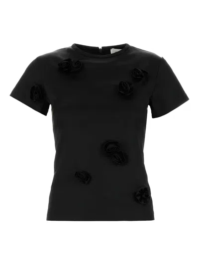 Sportmax Mendoza T-shirt Floral Appliqué In Black