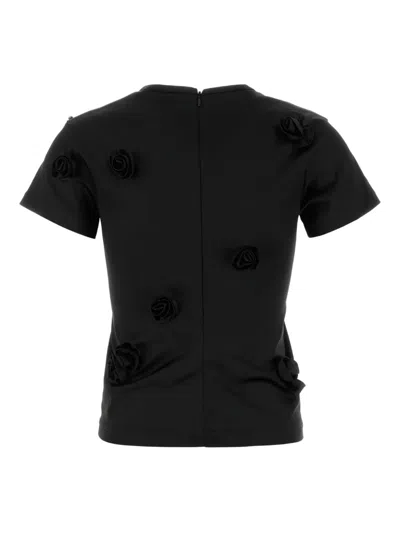 Sportmax Mendoza T-shirt Floral Appliqué In Black