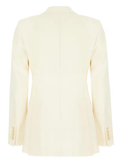 Max Mara Wool Blend Double-breasted Blazer In 白色