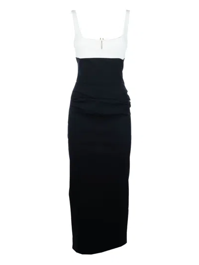 Chiara Boni La Petite Robe Color Blocked Square Neck Midi Dress In Multi