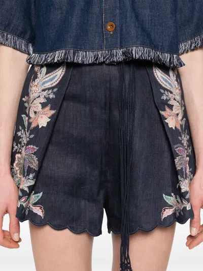 Zimmermann Rhiannon Tuck Shorts In Blue