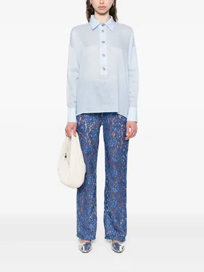 Rame Floral-lace Trousers In Blue